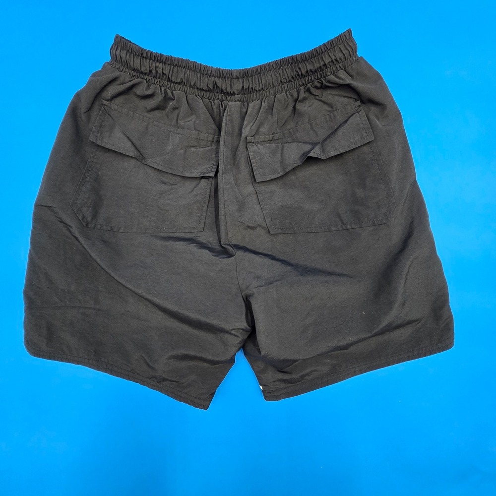 Rhude Mens Black Logo Nylon Shorts Yellow Drawstring Size M Streetwear Luxury - Picture 4 of 11